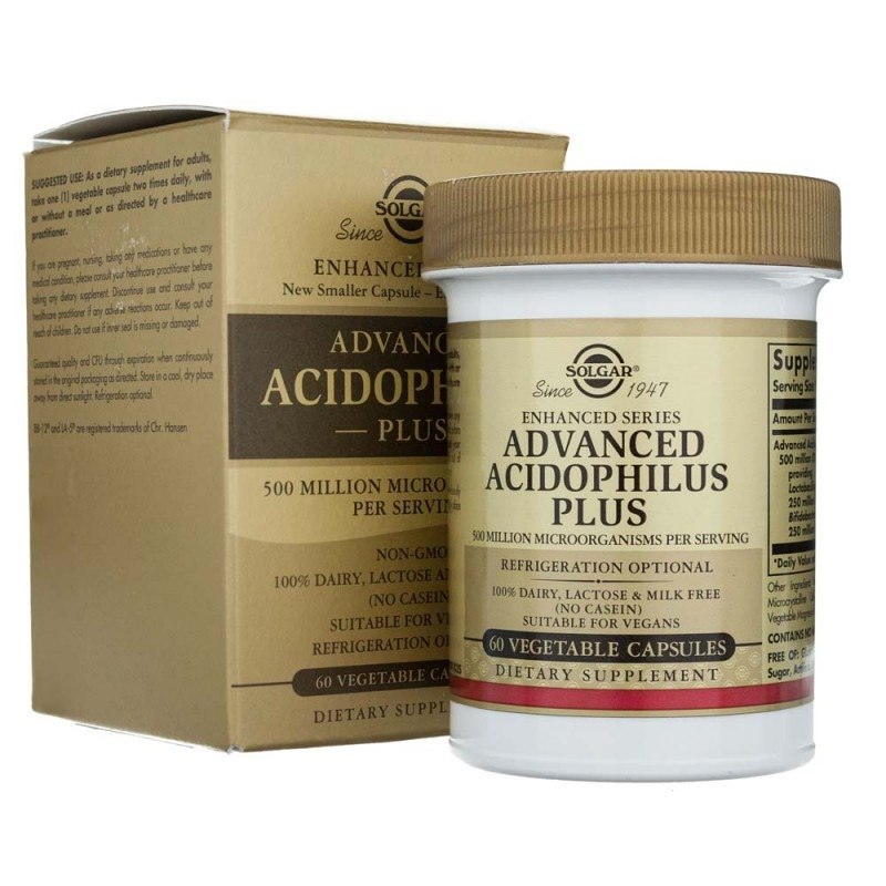 SOLGAR Advanced Acidophilus Plus - Jelitowa flora bakteryjna (60 kaps.)