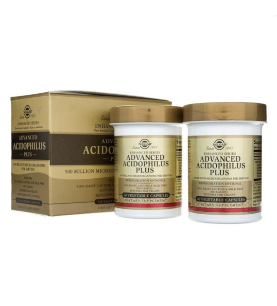 SOLGAR Advanced Acidophilus Plus - Jelitowa flora bakteryjna (120 kaps.)