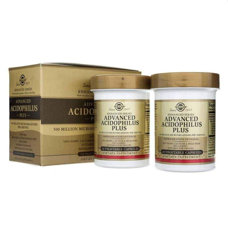 SOLGAR Advanced Acidophilus Plus - Jelitowa flora bakteryjna (120 kaps.)