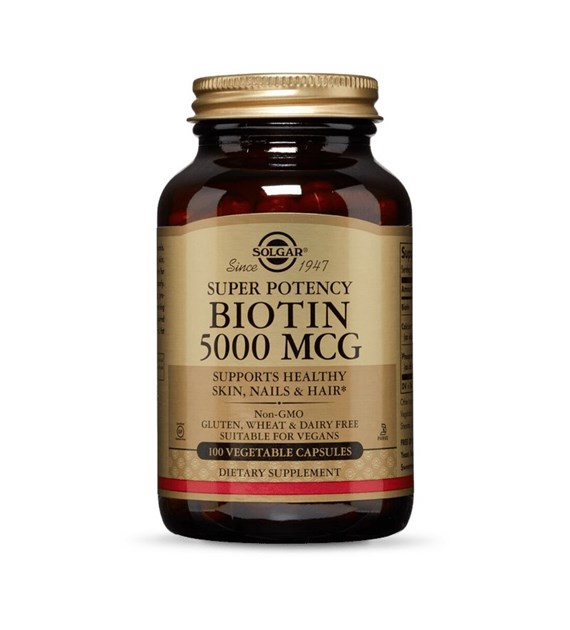 SOLGAR Biotin 5000 mcg - Biotyna 5000 mcg (100 kaps.)