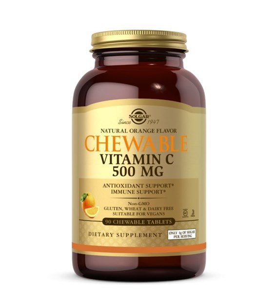 SOLGAR Chewable Vitamin C 500 mg - Witamina C do ssania Pomarańczowa (90 tabl.)