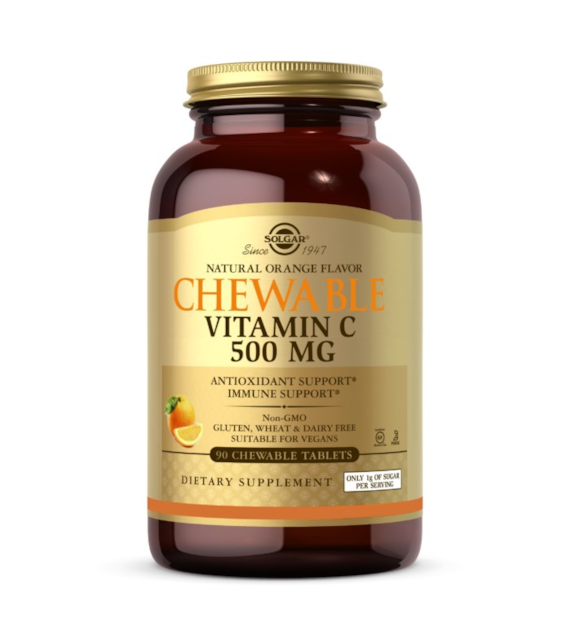 SOLGAR Chewable Vitamin C 500 mg - Witamina C do ssania Pomarańczowa (90 tabl.)