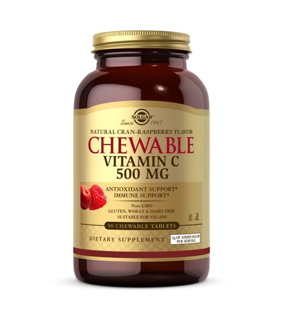 SOLGAR Chewable Vitamin C 500 mg - Witamina C do ssania Cran Raspberry (90 tabl.)
