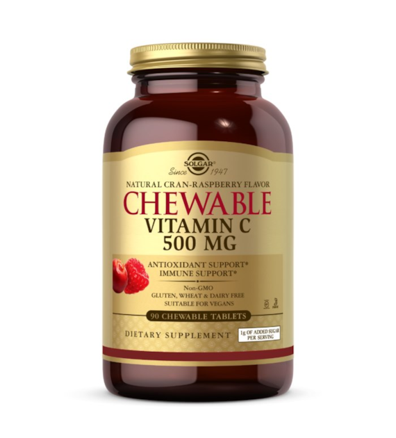 SOLGAR Chewable Vitamin C 500 mg - Witamina C do ssania Cran Raspberry (90 tabl.)