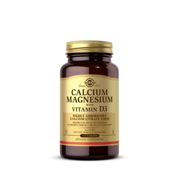 SOLGAR Calcium Magnesium with Vitamin D3 - Wapń, Magnez z witaminą D3 (150 tabl.)