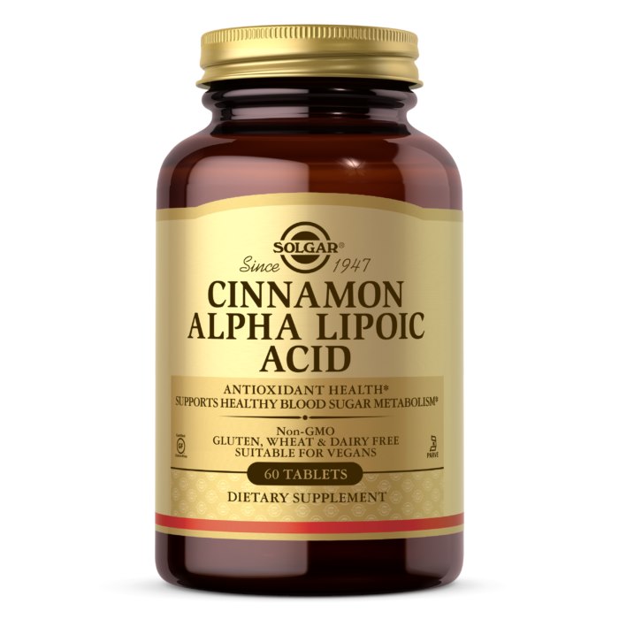 SOLGAR Cinnamon Alpha Lipoic Acid - Cynamom Kwas Alfa Liponowy (60 tabl.)