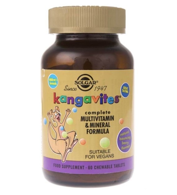 SOLGAR Kangavites Multivitamin & Mineral - Witaminy i minerały do ssania (smak jagodowy) (60 tabl.)
