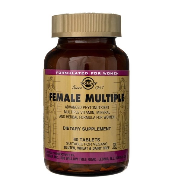 SOLGAR Female Multiple - dedykowana formuła witamin i minerałów z naturalnymi składnikami (60 tabl.)