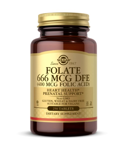 SOLGAR Folate 666 mcg DFE (400 mcg Folic Acid) (250 tabs)