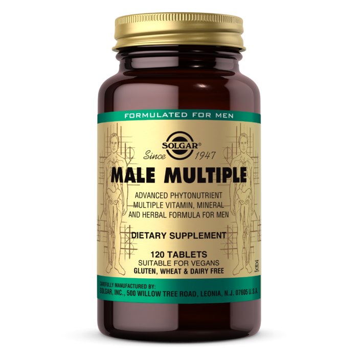SOLGAR Male Multiple - dedykowana formuła witamin i minerałów z naturalnymi składnikami (120 tabl.)