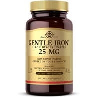 SOLGAR Gentle Iron 25 mg - Łagodny związek żelaza - diglicynian żelaza (180 kaps.)