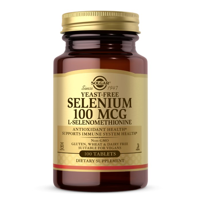 SOLGAR Selenium (Yeast Free) - Selen (nie zawiera drożdży) 100 mcg (100 tabl.)
