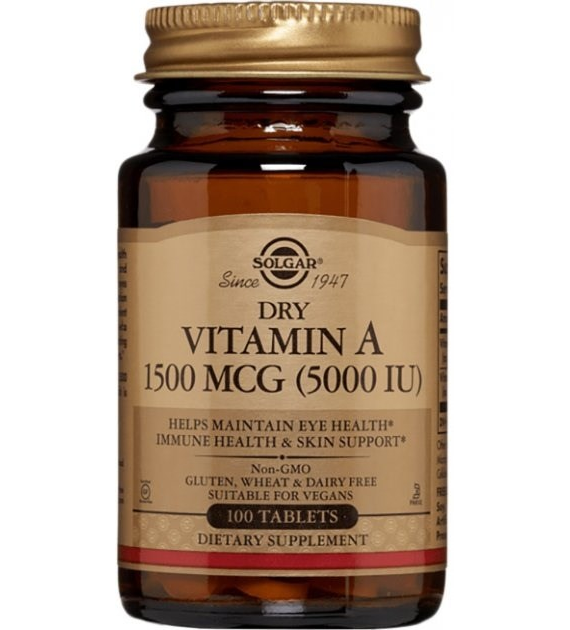 SOLGAR Dry Vitamin A 5000 IU, 1500 mcg (100 tabs)