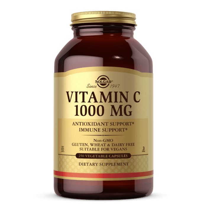 SOLGAR Vitamin C - Witamina C 1000 mg (250 kaps.)