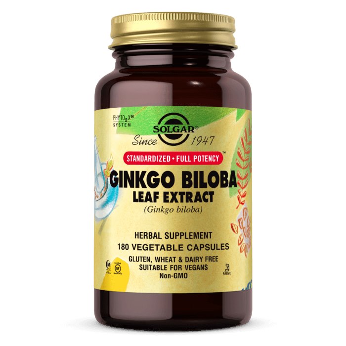 SOLGAR Ginkgo Biloba Leaf Extract - Ginko Biloba wyciąg z liści miłorzębu japońskiego (180 kaps.)