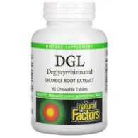 NATURAL FACTORS DGL, Deglycyrrhizinated Licorice Root, 400mg (90 tabs)