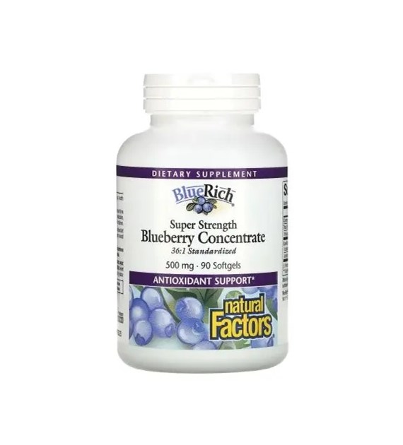 NATURAL FACTORS Super Strength Blueberry Concentrate, 500mg (90 caps)