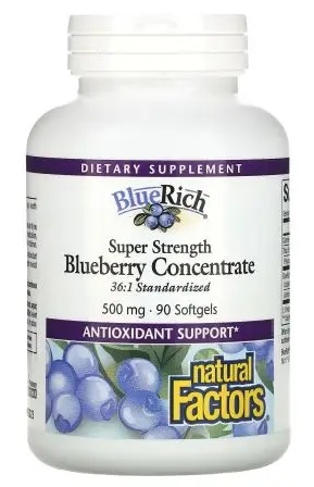 NATURAL FACTORS Super Strength Blueberry Concentrate (90 kaps.)