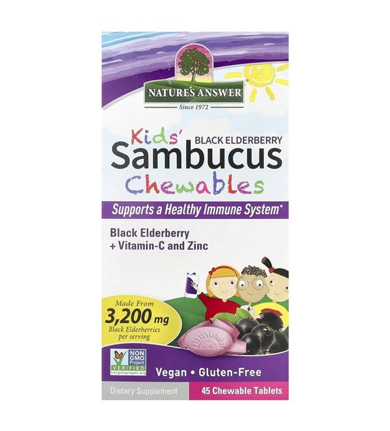 NATURE'S ANSWER Kid's Sambucus Chewables, Black Elderberry (45 tabs.)