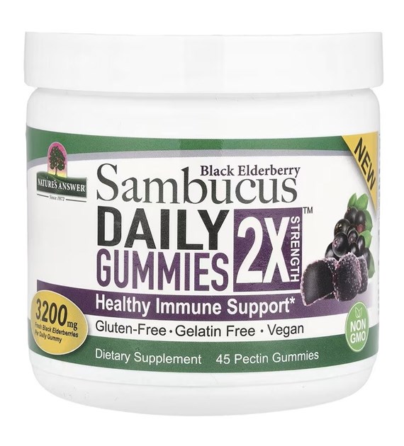NATURE'S ANSWER Sambucus Daily Gummies 2X Strength Black Elderberry (45 gummies)