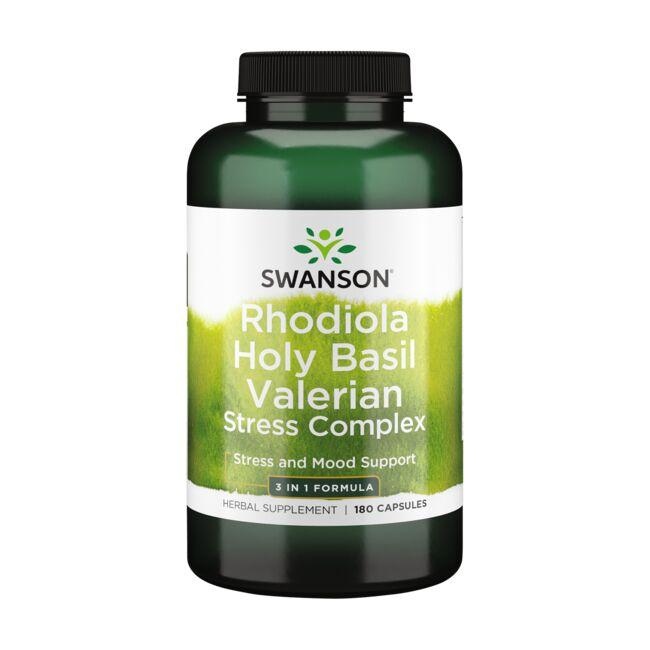 SWANSON Stress Complex - Rhodiola Holy Basil Valerian (180 kaps.)