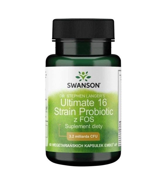 SWANSON Dr. Stephen Langer's Ultimate 16 Strain Probiotic with FOS, 3.2 Billion CFU (60 vcaps)