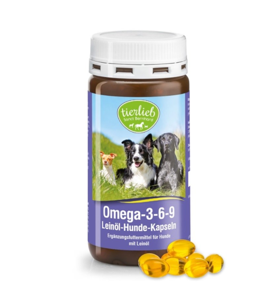 TIERLIEB Omega 3-6-9 z olejem lnianym dla psów (180 kaps.)