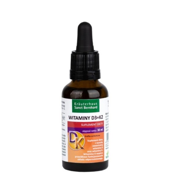KRAUTERHAUS SANCT BERNHARD Witaminy D3 + K2 w kroplach, na oleju MCT (30 ml)
