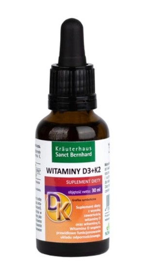KRAUTERHAUS SANCT BERNHARD Witaminy D3 + K2 w kroplach, na oleju MCT (30 ml)