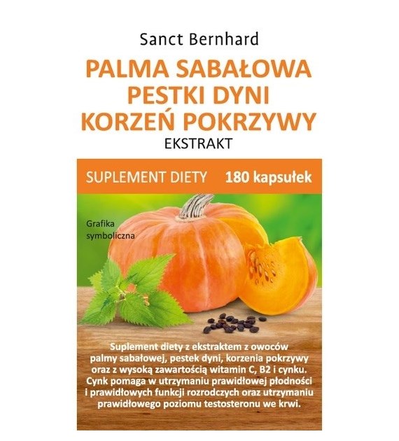 KRAUTERHAUS SANCT BERNHARD Palma sabałowa, pestki dyni, korzeń pokrzywy -  ekstrakt (180 kaps.)