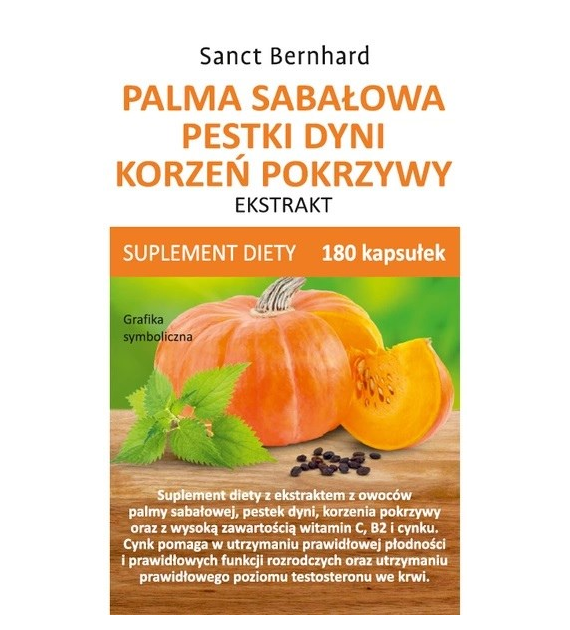 KRAUTERHAUS SANCT BERNHARD Palma sabałowa, pestki dyni, korzeń pokrzywy -  ekstrakt (180 kaps.)