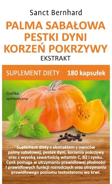 KRAUTERHAUS SANCT BERNHARD Palma sabałowa, pestki dyni, korzeń pokrzywy -  ekstrakt (180 kaps.)