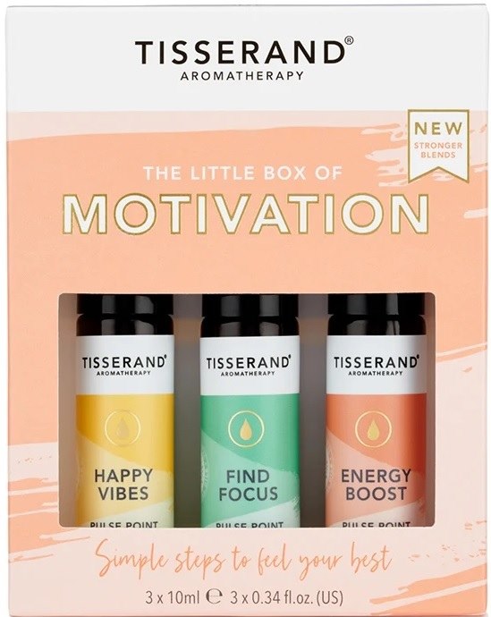 TISSERAND AROMATHERAPY The Little Box of Motivation - Zestaw olejków eterycznych roll-on na lepszą motywację (3 x 10 ml)