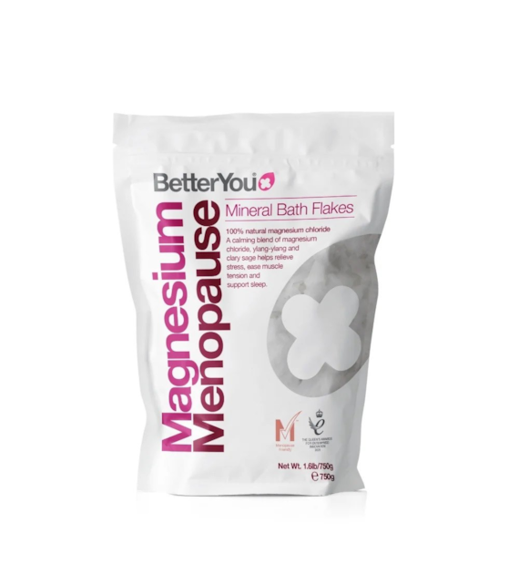 BETTERYOU Magnesium Menopause Bath Flakes - Płatki Magnezowe do kąpieli podczas menopauzy (750 g)