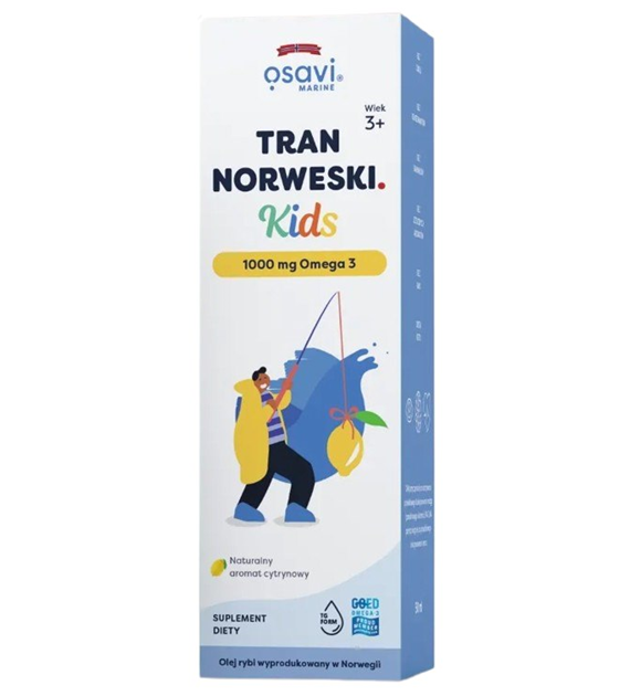 OSAVI Norwegian Cod Liver Oil for Kids, 1000 mg - lemon flavor (50 ml / 2,5 fl. oz.)