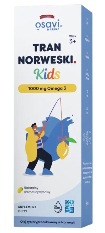 OSAVI Tran Norweski Kids 1000 mg Omega 3 - smak cytrynowy (50 ml)