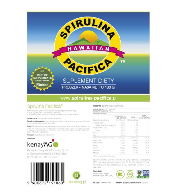 KENAY Spirulina Pacifica Powder (180 g / 6,3 oz.)