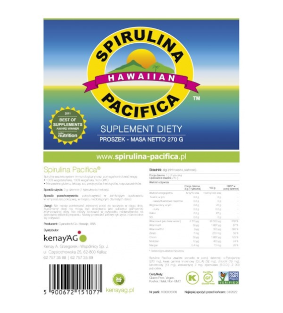 KENAY Hawajska Spirulina Pacifica (270 g)