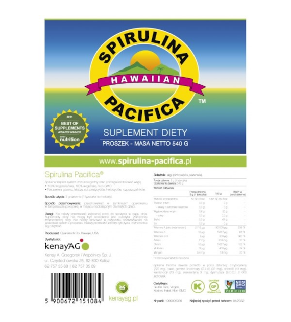 KENAY Spirulina Pacifica Powder (540 g / 19,048 oz.)