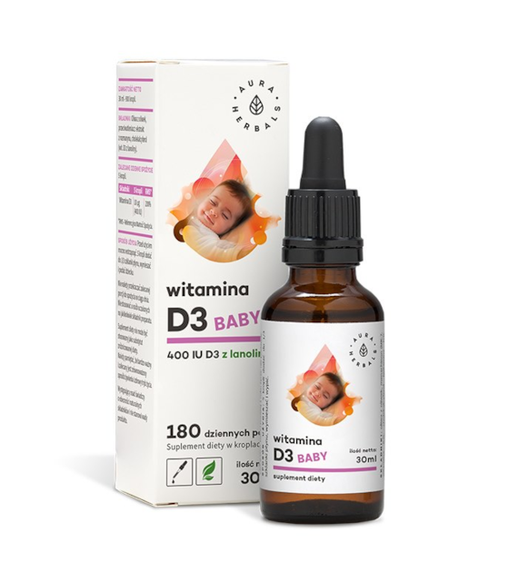 AURA HERBALS Witamina D3 Baby 400 IU - w kroplach (30 ml)