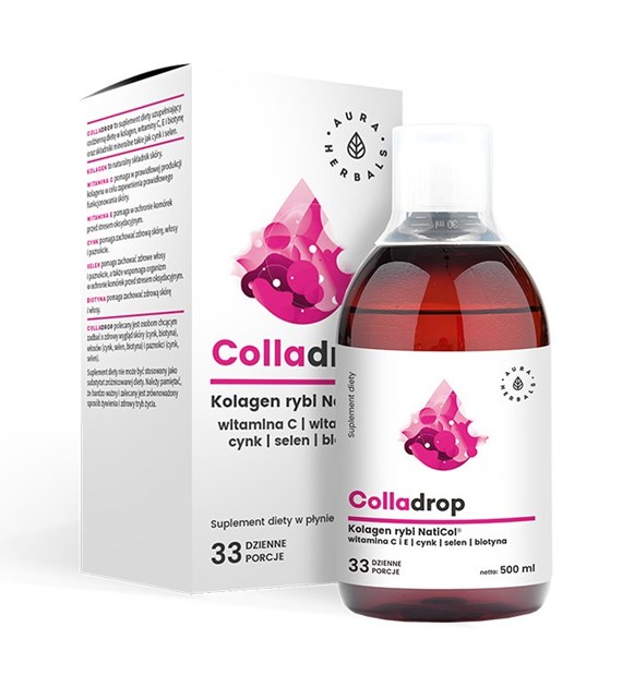 AURA HERBALS Colladrop, Liquid fish collagen + Vitamin C (500 ml / 16,9 fl. oz.)
