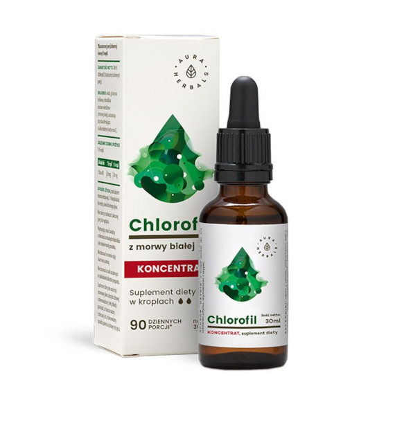 AURA HERBALS Chlorofil z morwy białej w kroplach (30 ml)