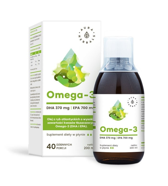 AURA HERBALS Omega-3 (370 DHA i 700 EPA) w płynie (200 ml)