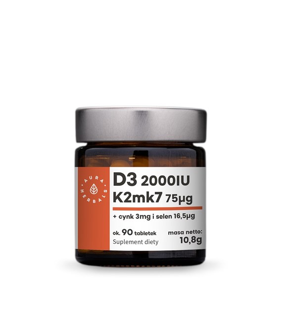 AURA HERBALS Vitamin D3 + K2 + Zinc + Selenium (90 tabs)