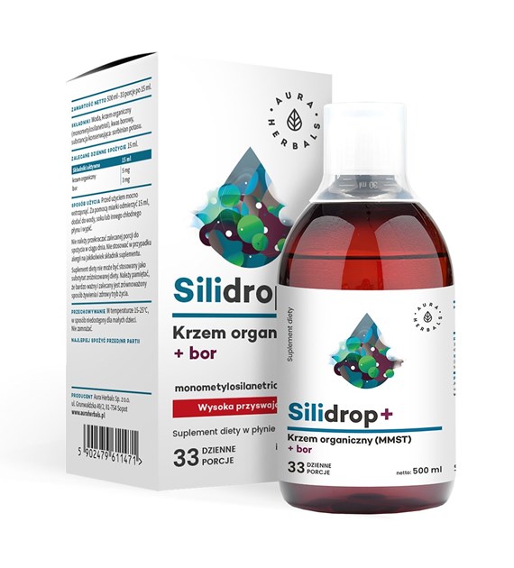 AURA HERBALS Silidrop+, organic silicon MMST + Boron (500 ml / 16,9 fl. oz.)