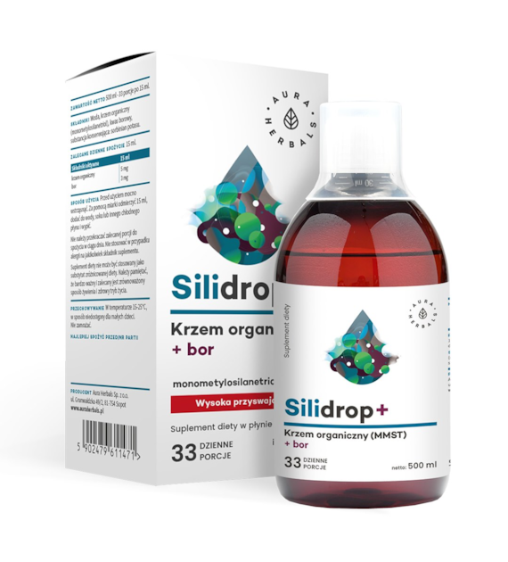 AURA HERBALS Silidrop+ Krzem + Kwas Borowy (500 ml)