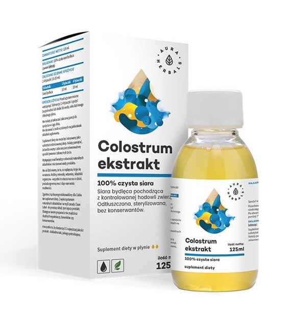 AURA HERBALS Colostrum Ekstrakt 100% czysta siara bydlęca, płyn (125 ml)