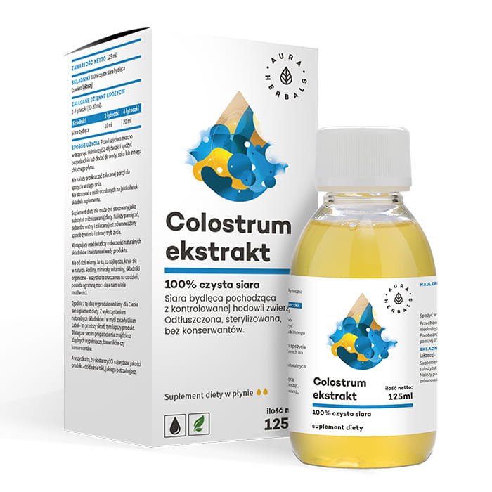 AURA HERBALS Colostrum Ekstrakt 100% czysta siara bydlęca, płyn (125 ml)