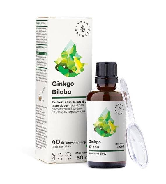 AURA HERBALS Ginkgo Biloba - ekstrakt Miłorząb Japoński 50:1 (50 ml)