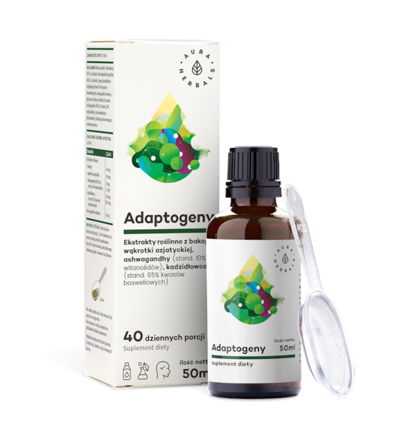 AURA HERBALS Adaptogeny - bakopa, wąkrota, ashwaghanda, kadzidłowiec (50 ml)
